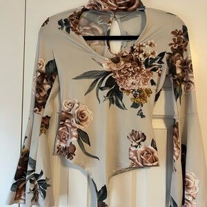 Iris Floral Blouse with Bell Sleeves